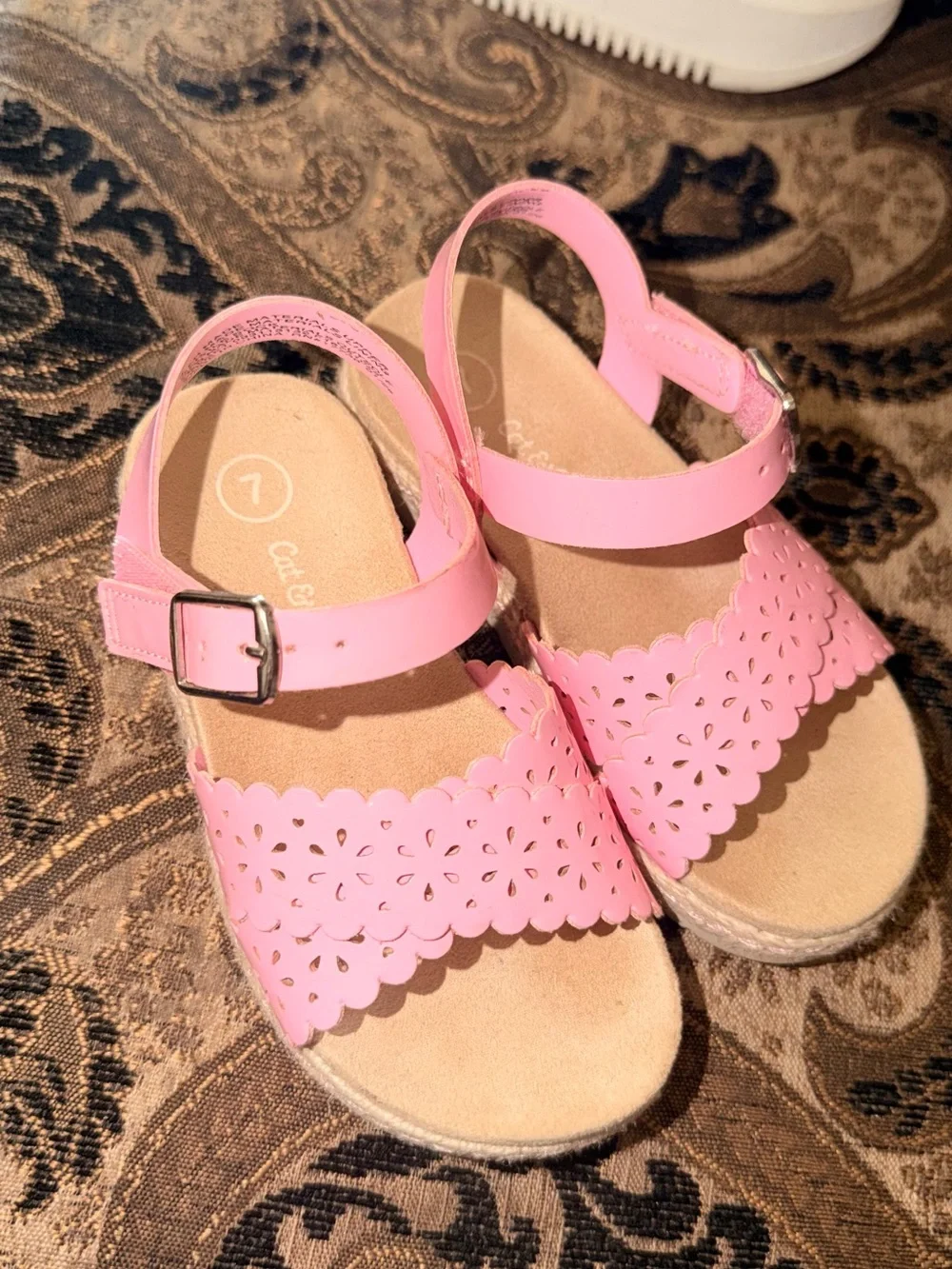 Cat & Jack Pink Scalloped Laser-Cut Girls' Sandals